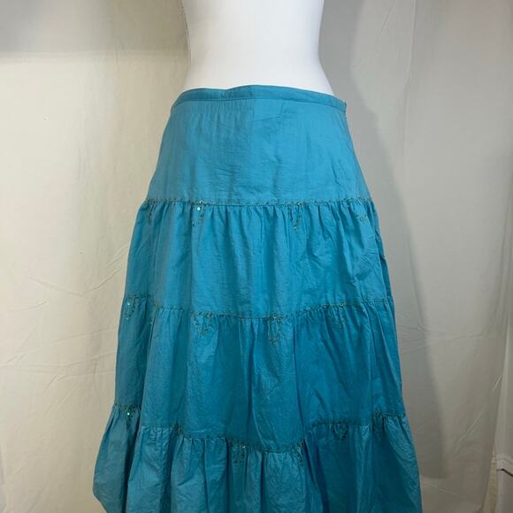 Vintage Tiered Western castle core midi skirt Coachella Boho with Bling Sz M - Picture 1 of 5